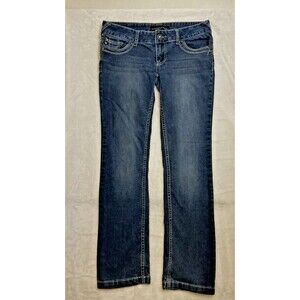 Rue21 Twentyone Black Jeans 3/4 R 31x31 Womens Blue Denim Embroidered Pockets